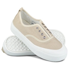 Women's beige sneakers with an elastic band 1