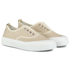 Women's beige sneakers with an elastic band 2