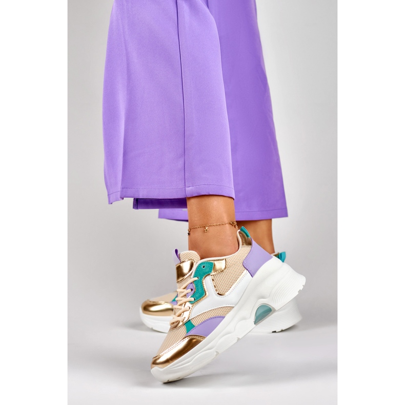 Women's sneakers with gold accessories from Geori multicolored 2