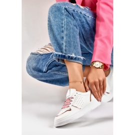 Women's sneakers with replaceable decorative laces white 2