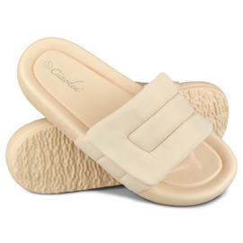 Women's beige slippers adjustable with velcro 1