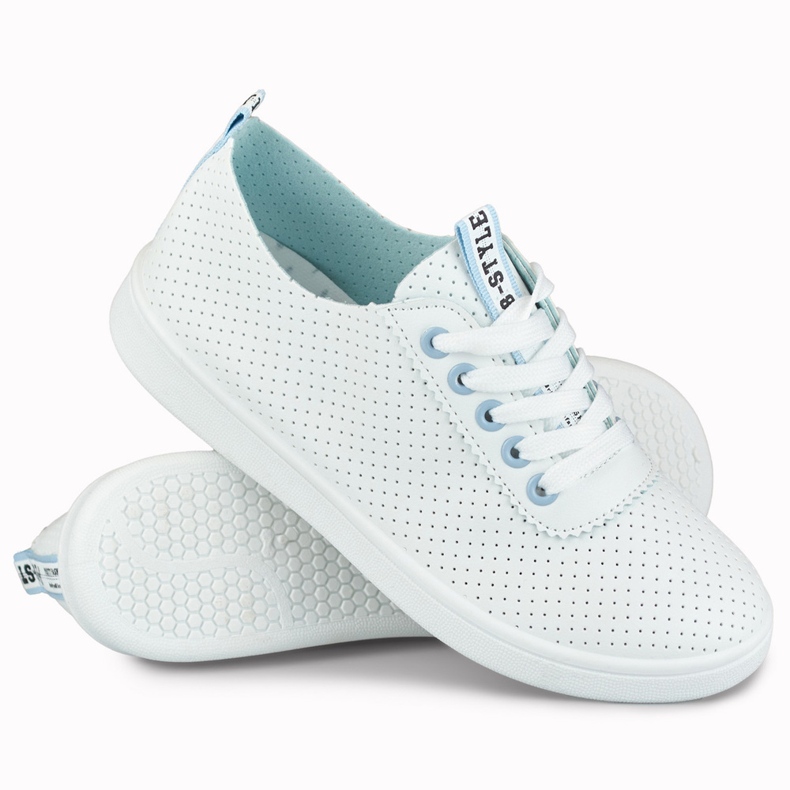 White and blue openwork sneakers from Bellis 1