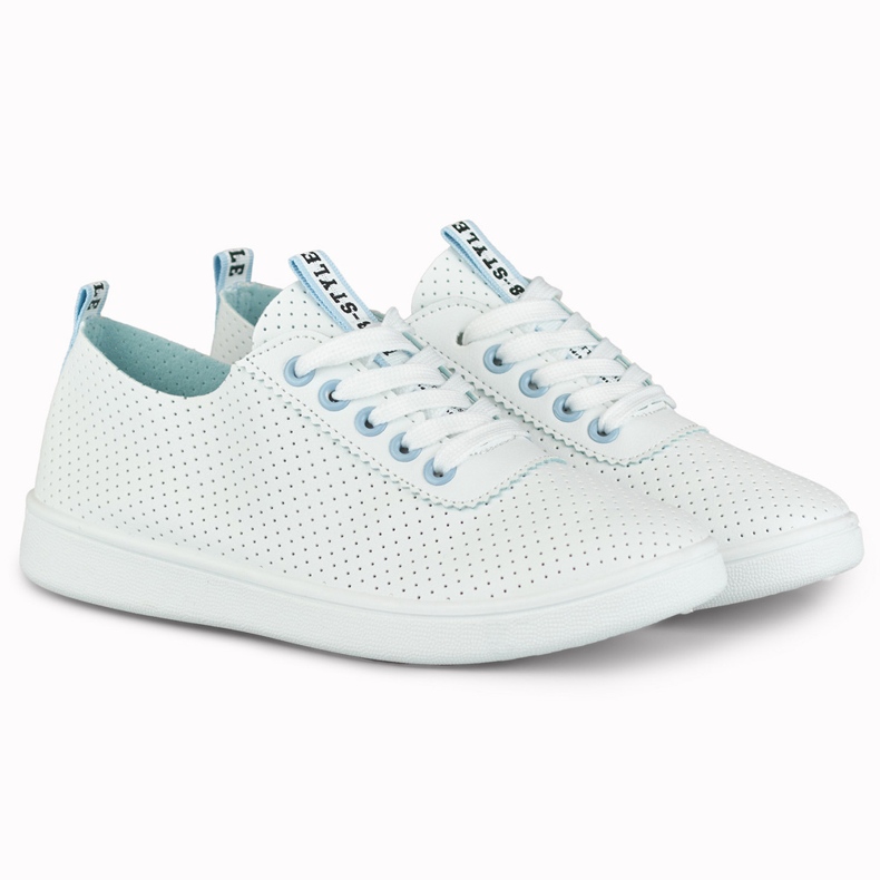 White and blue openwork sneakers from Bellis 2
