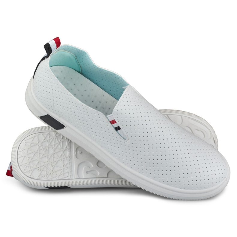 Women's openwork slip-on white sneakers 1