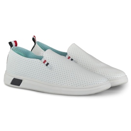 Women's openwork slip-on white sneakers 2