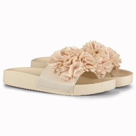 Violett women's beige floral slippers 2