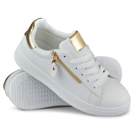 Women's sports shoes with a golden zipper white 1