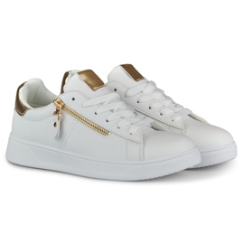 Women's sports shoes with a golden zipper white 2