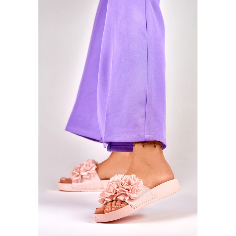 Violett women's pink floral slippers 2 Violett women's pink floral slippers 2