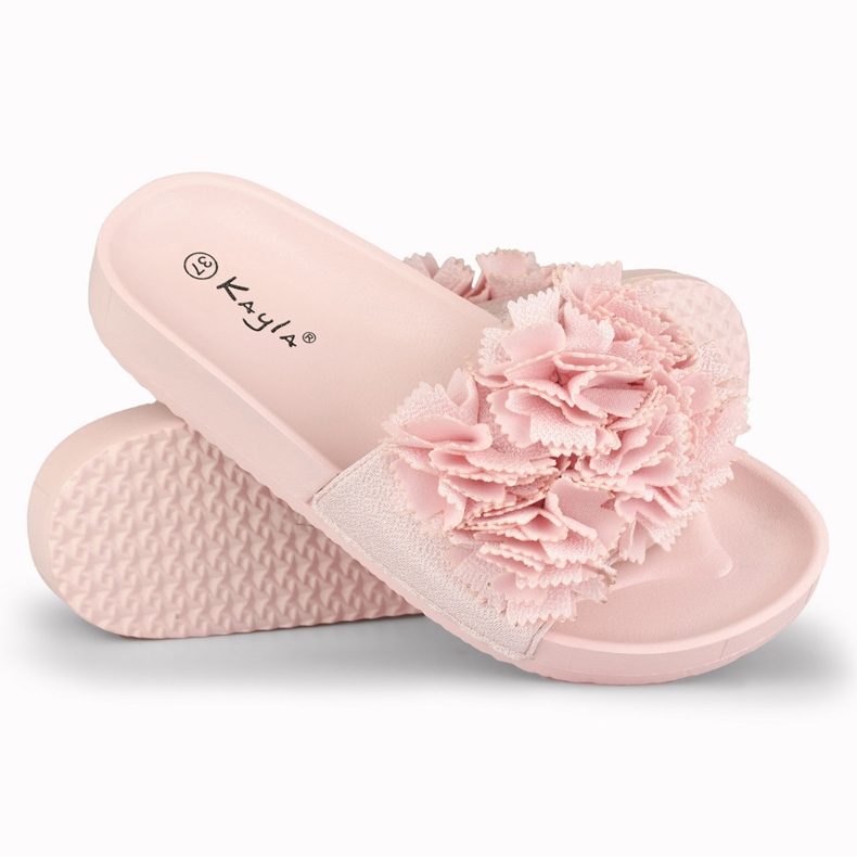 Violett women's pink floral slippers 1 Violett women's pink floral slippers 1