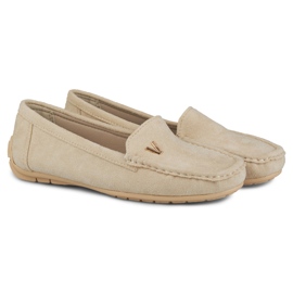 Ladies' beige suede loafers 1