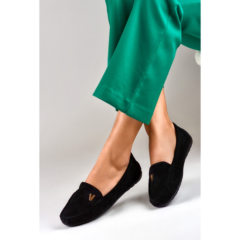 Women's black suede loafers 2