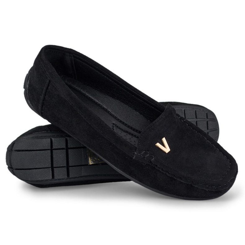 Women's black suede loafers 1