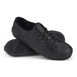 Shiny black sneakers with a black sole 1