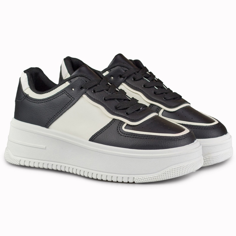 Black and white platform sports shoes 2