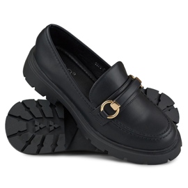 Black loafers with a minimalist decoration 1
