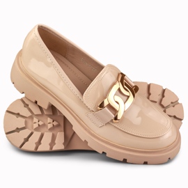 Beige brogues with gold decoration 1