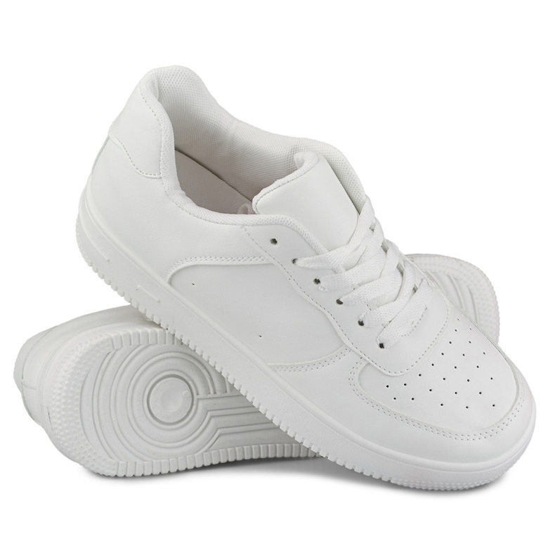 Classic white sports sneakers with a white sole 1