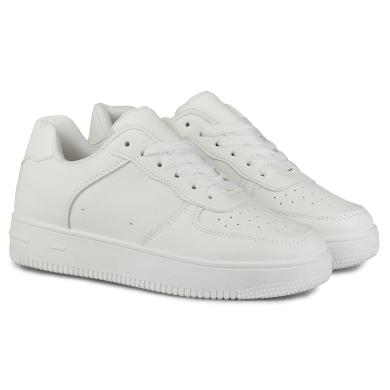 Classic white sports sneakers with a white sole 2