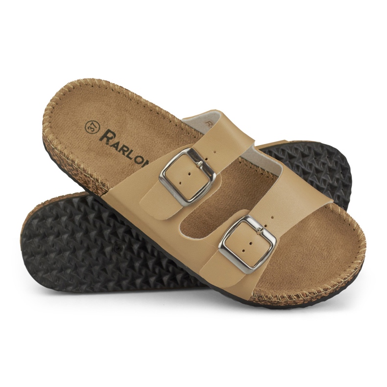 Beige comfortable women's slippers 1