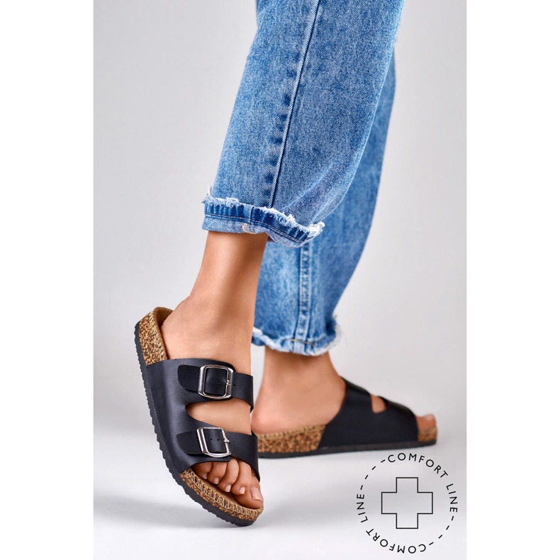 Black comfortable women's slippers 1