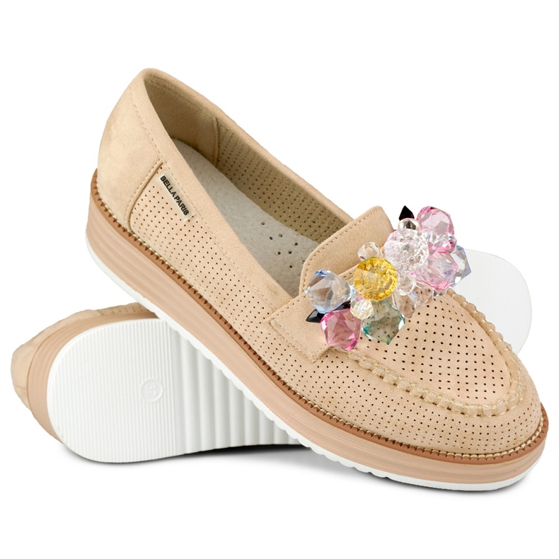 Openwork beige platform shoes with a decoration 1 Openwork beige platform shoes with a decoration 1
