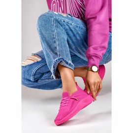 Fuchsia elastic women's sports shoes pink 1
