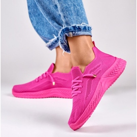 Fuchsia elastic women's sports shoes pink 2