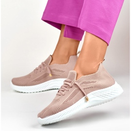 Powdery elastic women's sports shoes pink 1