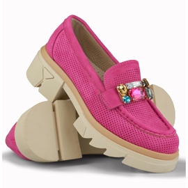 Pink loafers with decorative stones 1