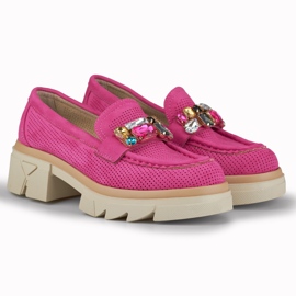Pink loafers with decorative stones 2