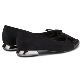 Pumps with a bow on a low silver heel black 1