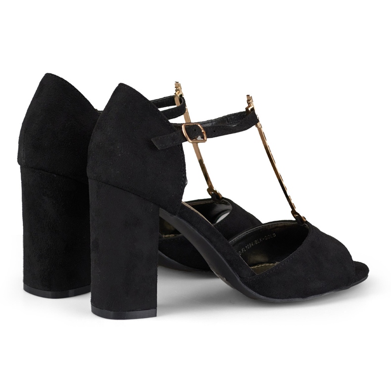 Elegant high heel sandals with gold decoration black 1