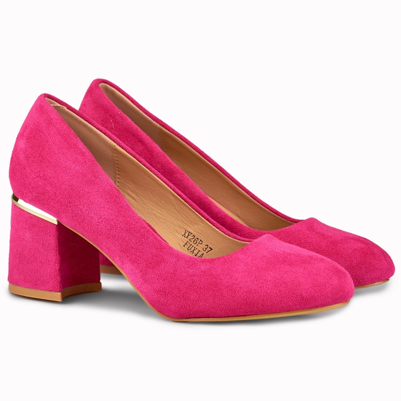 Fuchsia pumps with a round toe pink 1