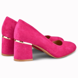 Fuchsia pumps with a round toe pink 2