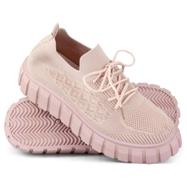 Elastic pink women's sports shoes 1