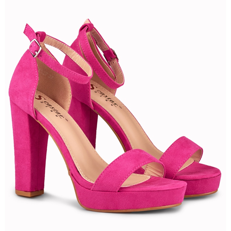 Fuchsia high ankle sandals pink 2