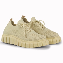 Flexible beige women's sports shoes 1