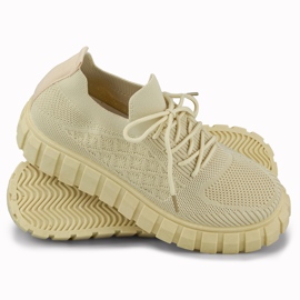 Flexible beige women's sports shoes 2