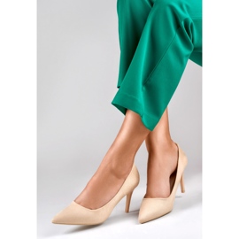 Beige classic suede high heels 1