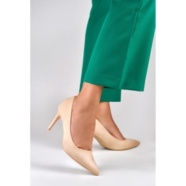 Beige classic suede high heels 2