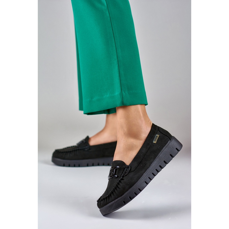 Ladies' black loafers with a comfortable sole 2