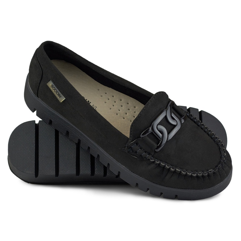 Ladies' black loafers with a comfortable sole 1