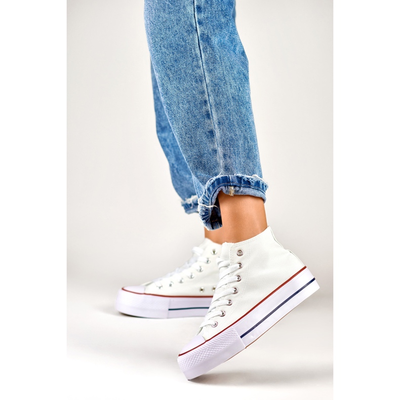 Women's white sneakers above the ankle 2