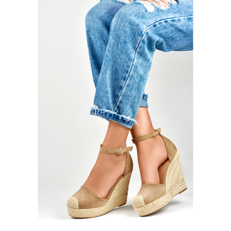 Women's dark beige wedge espadrilles 1