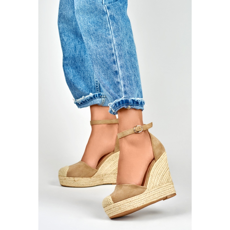 Women's dark beige wedge espadrilles 2