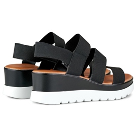 Black elastic low platform sandals 2