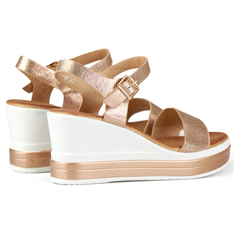 Comfortable women's wedge sandals golden 1