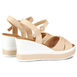 Comfortable beige wedge sandals 1