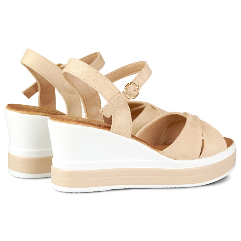 Comfortable beige wedge sandals 1